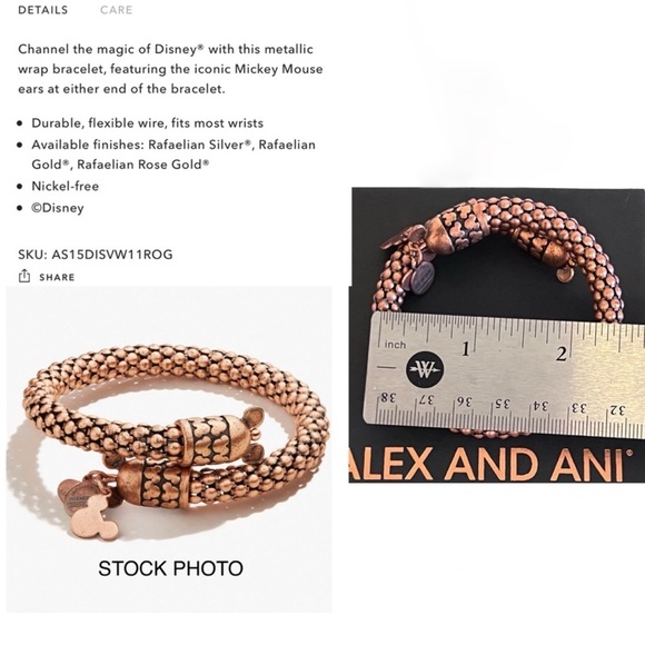 Alex & Ani Disney Gift of Wisdom Mickey Mouse Rose Gold Wrap Bracelet - Picture 13 of 14